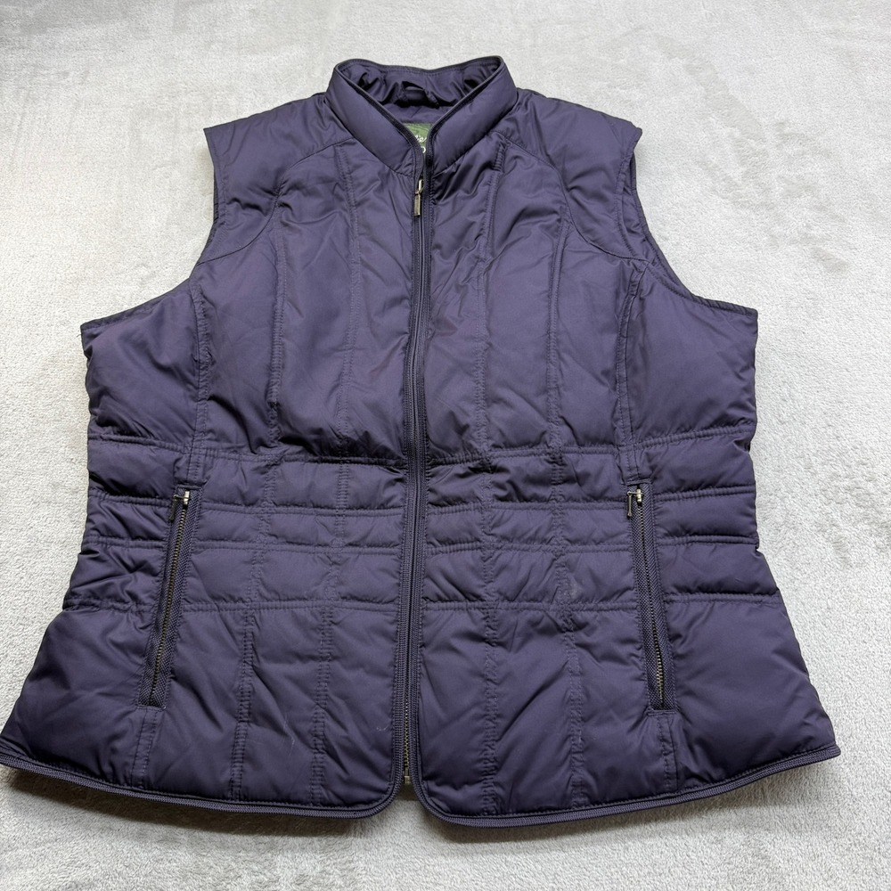 VTG Eddie Bauer Puffer Vest Womens XL Purple Quilted Goose Down Gorpcore Outdoor